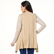 DG2 by Diane Gilman Combo Textured Tweed & Jersey Knit Hi-Low Top