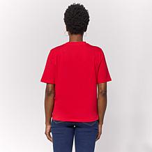 DG2 by Diane Gilman Cotton Jersey Embellished Crew-Neck Top