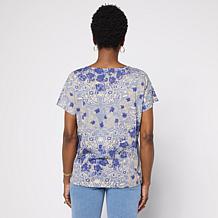 DG2 by Diane Gilman Cotton Modal Slub-Printed Dolman Tee