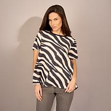 DG2 by Diane Gilman Crepe De Chine Flared Sleeve Printed Top