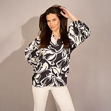 DG2 by Diane Gilman Crepe De Chine Lantern Sleeve Easy Top