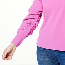 DG2 by Diane Gilman Crepe Knit Lantern Sleeve Blouse