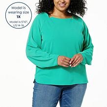 DG2 by Diane Gilman Crepe Knit Lantern Sleeve Blouse