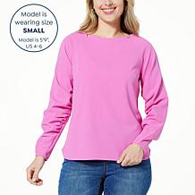 DG2 by Diane Gilman Crepe Knit Lantern Sleeve Blouse