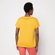 DG2 by Diane Gilman Crochet Applique Trim Tee
