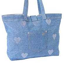 DG2 by Diane Gilman Crystal Heart Denim Tote Bag