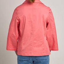 DG2 by Diane Gilman Dream Drape Denim Double-Breasted Jacket