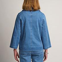 DG2 by Diane Gilman Dream Drape Denim Double-Breasted Jacket