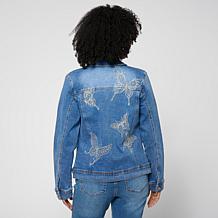 DG2 by Diane Gilman Embroidered Classic Stretch Denim Jacket