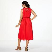 DG2 by Diane Gilman Embroidered Eyelet Inset Midi Dress