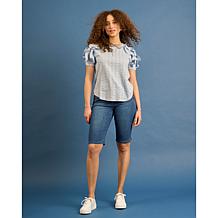 DG2 by Diane Gilman Eyelet Knit Ruffled Puff Sleeve Top