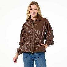 DG2 by Diane Gilman Faux Leather Cinched Waist Jacket