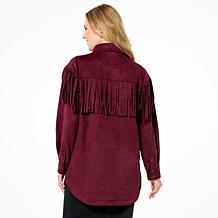 DG2 by Diane Gilman Faux Suede Fringe Car Coat