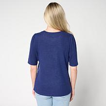 DG2 by Diane Gilman Floral Embroidered Puff-Sleeve Top