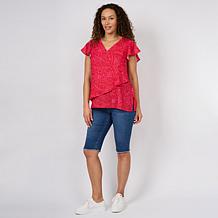 DG2 by Diane Gilman Flutter Sleeve Asymmetric Easy Top