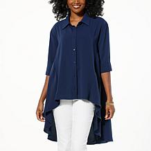 DG2 by Diane Gilman From the Vault Button-Front Crepe Blouse