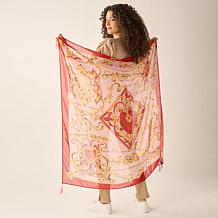 DG2 by Diane Gilman Heart-Printed Chiffon Scarf