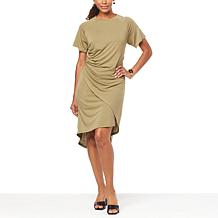 DG2 by Diane Gilman Hi-Low Hem Wrap Front T-Shirt Dress