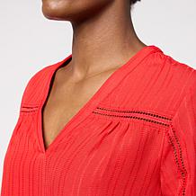 DG2 by Diane Gilman Jacquard Lantern Sleeve Blouse