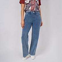 DG2 by Diane Gilman Knit Flex Denim Pull-On Wide-Leg Pant