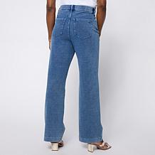 DG2 by Diane Gilman Knit Flex Denim Pull-On Wide-Leg Pant