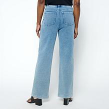 DG2 by Diane Gilman Knit Flex Denim Pull-On Wide-Leg Pant