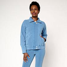 DG2 by Diane Gilman Knit Flex Zip-Front Seamed Jacket