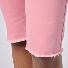 DG2 by Diane Gilman Legacy Stretch Denim Fray Hem Bermuda Short