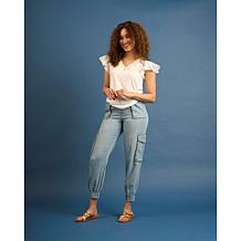 DG2 by Diane Gilman Lyocell Denim Contrast Stitch Cargo Jogger