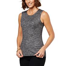 DG2 by Diane Gilman Marled Ribbed Knit Sweater Tank