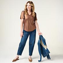 DG2 by Diane Gilman Metallic Foil Jersey Top