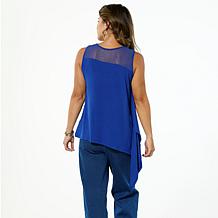 DG2 by Diane Gilman Mixed Media Asymmetric Scarf Tank Top