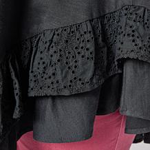 DG2 by Diane Gilman Mixed Media Eyelet Knit Ruffled Tank