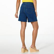 DG2 by Diane Gilman New Classic Stretch Denim Button Front Wrap Skort