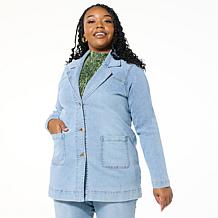 DG2 by Diane Gilman New Classic Stretch Denim City Coat