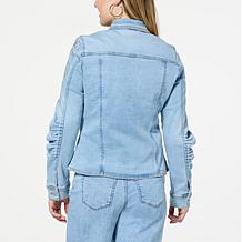 DG2 by Diane Gilman New Classic Stretch Denim Embellished Jean Jacket