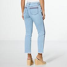 DG2 by Diane Gilman New Classic Stretch Denim Embroidered Ankle Jean