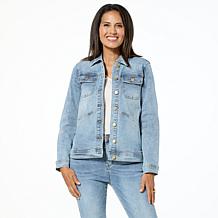 DG2 by Diane Gilman New Classic Stretch Denim Embroidered Jean Jacket