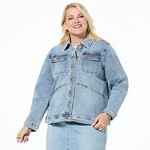 DG2 by Diane Gilman New Classic Stretch Denim Embroidered Jean Jacket