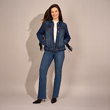 DG2 by Diane Gilman New Classic Stretch Denim Fringe Western Jacket