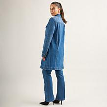 DG2 by Diane Gilman New Classic Stretch Denim Longline Car Coat