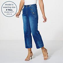 DG2 by Diane Gilman New Classic Stretch Denim Pull-On Crop Sailor Jean