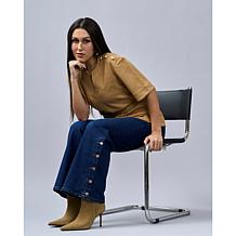 DG2 by Diane Gilman New Classic Stretch Denim Side Snap Wide-Leg Jean