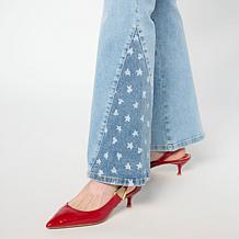 DG2 by Diane Gilman New Classic Stretch Denim Star Panel Flare Jean