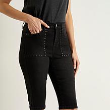 DG2 by Diane Gilman New Classic Stretch Denim Studded Bermuda Short