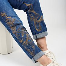 DG2 by Diane Gilman New Classic Stretch Embroidered Girlfriend Jean