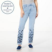 DG2 by Diane Gilman New Classic Stretch Embroidered Straight-Leg Jean