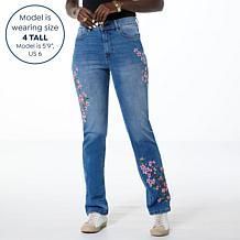 DG2 by Diane Gilman New Classic Stretch Embroidered Straight-Leg Jean