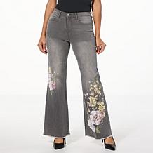 DG2 by Diane Gilman New Classic Stretch Embroidered Wide-Leg Jean