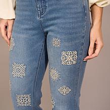 DG2 by Diane Gilman New Classic Stretch Medallion Flare Jean
